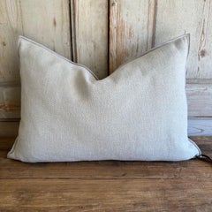 Fromentera French Linen Accent Pillow Ciment with Down Feather Insert