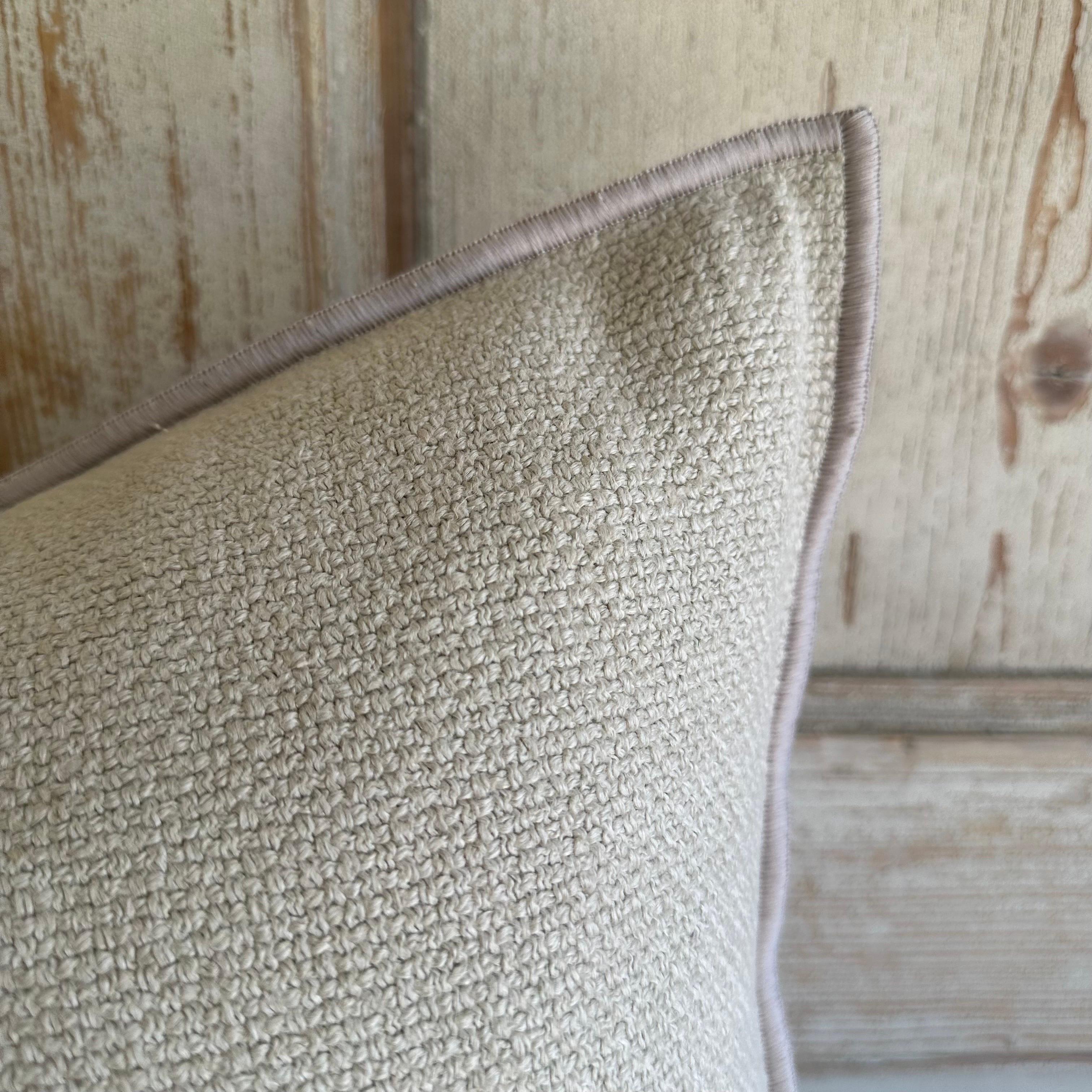 Fromentera French Linen Accent Pillow Ciment with Down Feather Insert In New Condition For Sale In Brea, CA