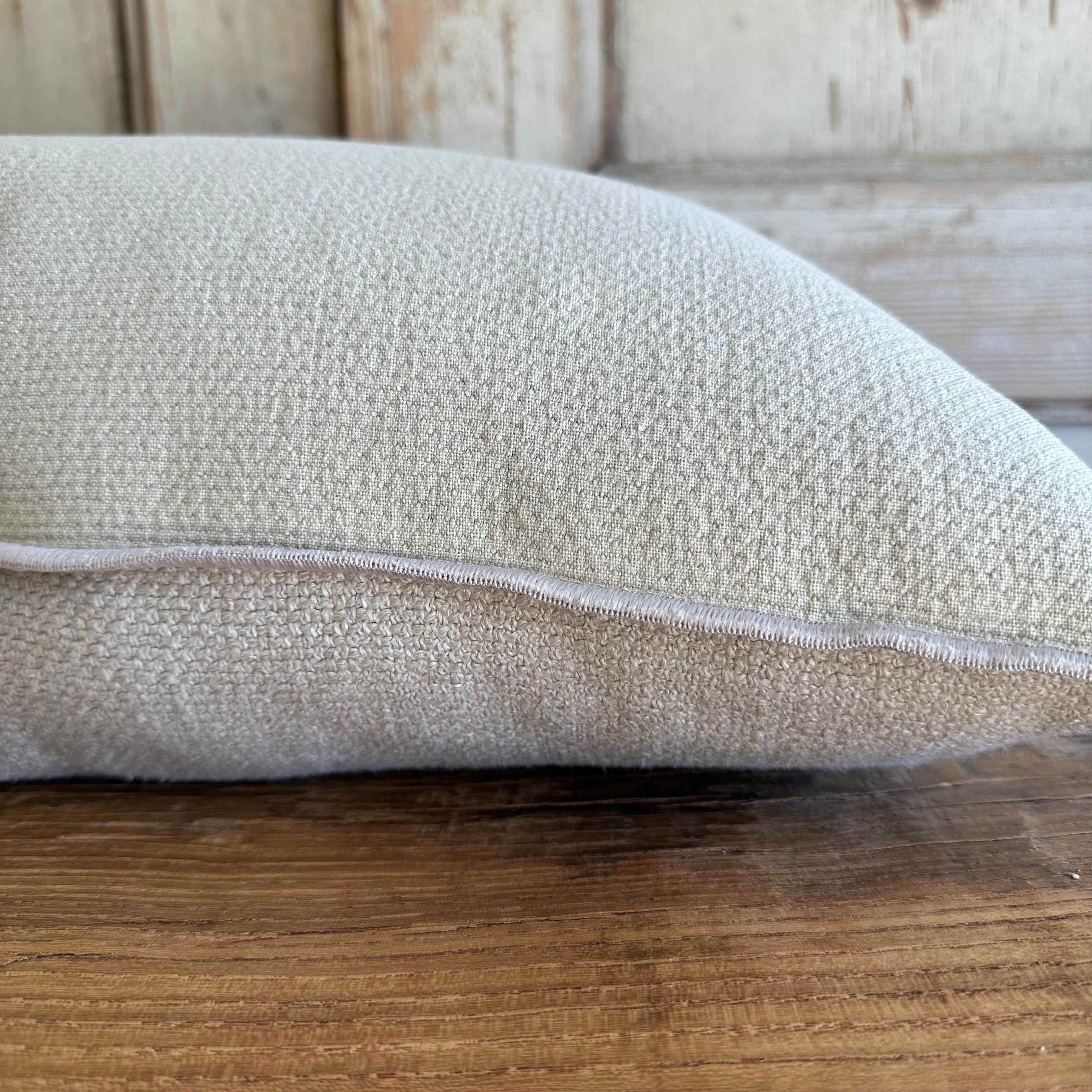 Fromentera French Linen Accent Pillow Ciment with Down Feather Insert For Sale 1