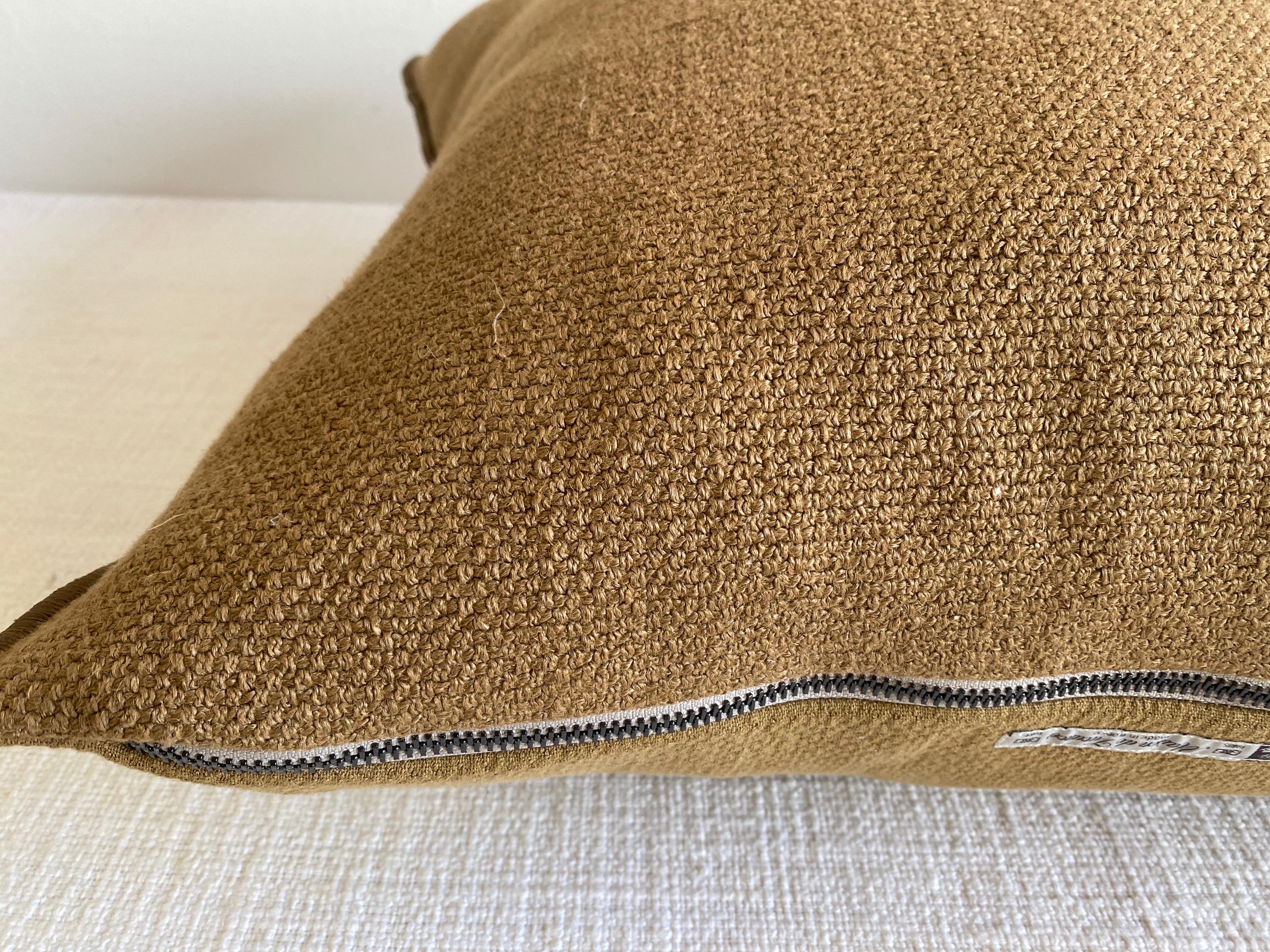 Cotton Fromentera French Linen Accent Pillow in Cappucino For Sale