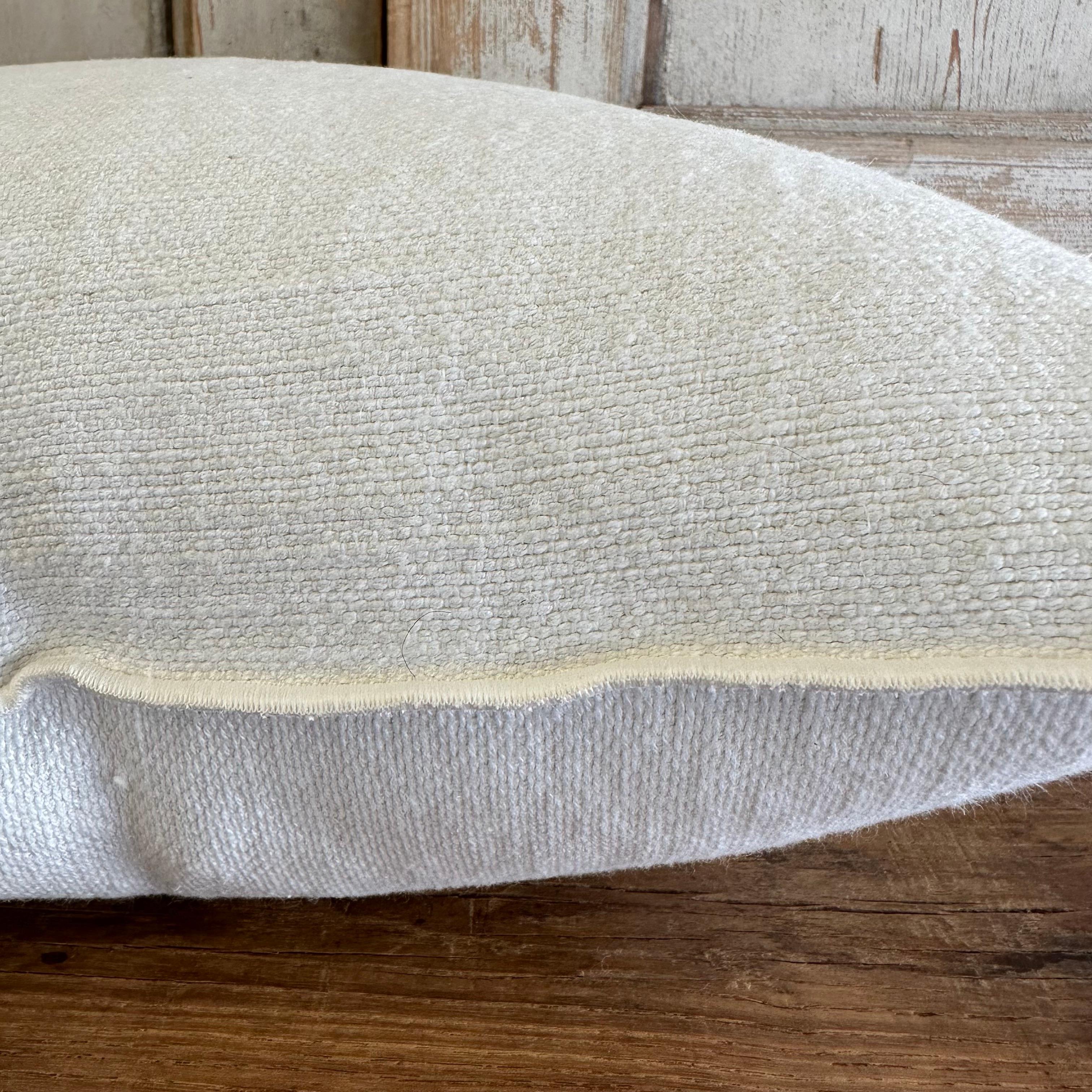 Contemporary Nomade French Linen Accent Pillow in White For Sale