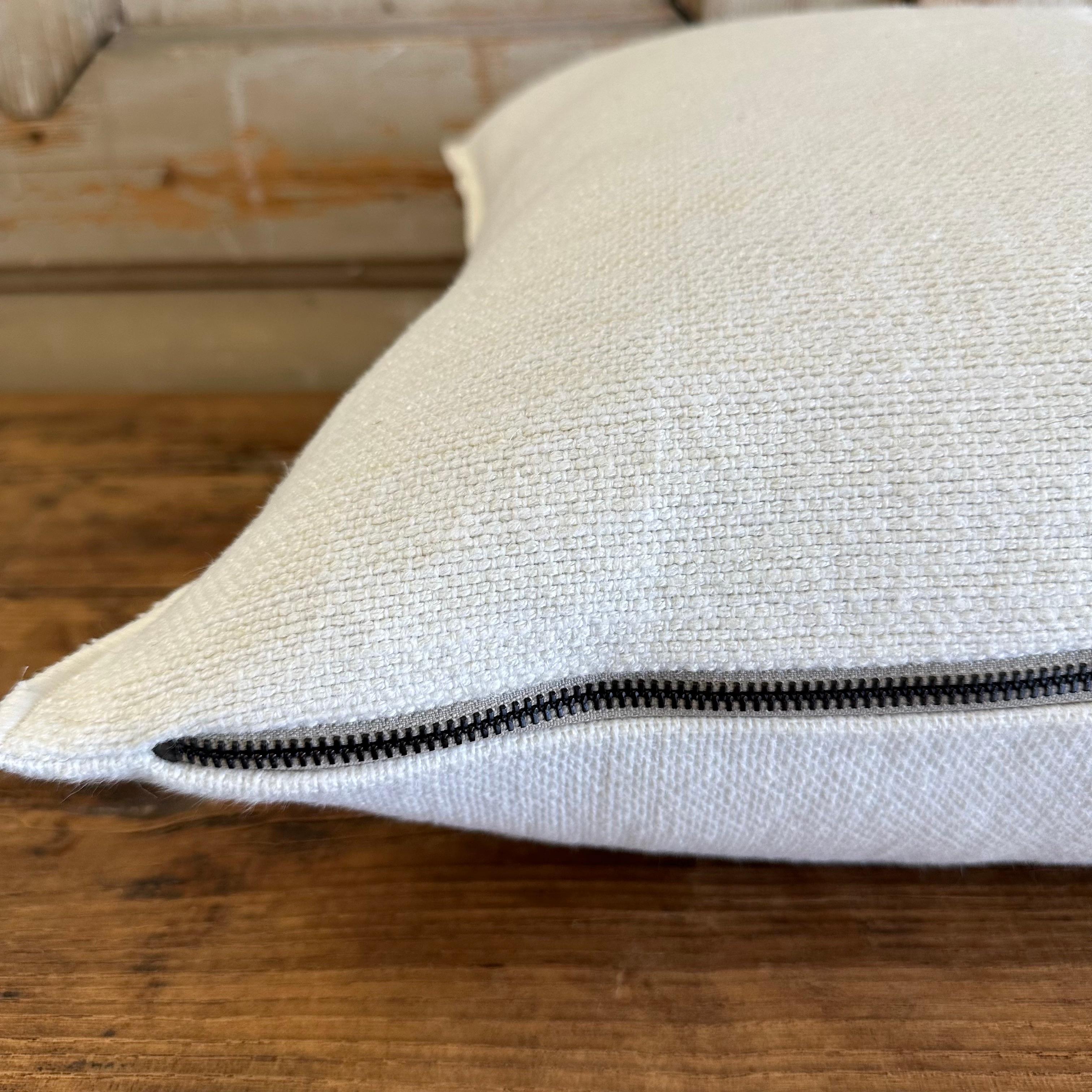 Cotton Nomade French Linen Accent Pillow in White For Sale