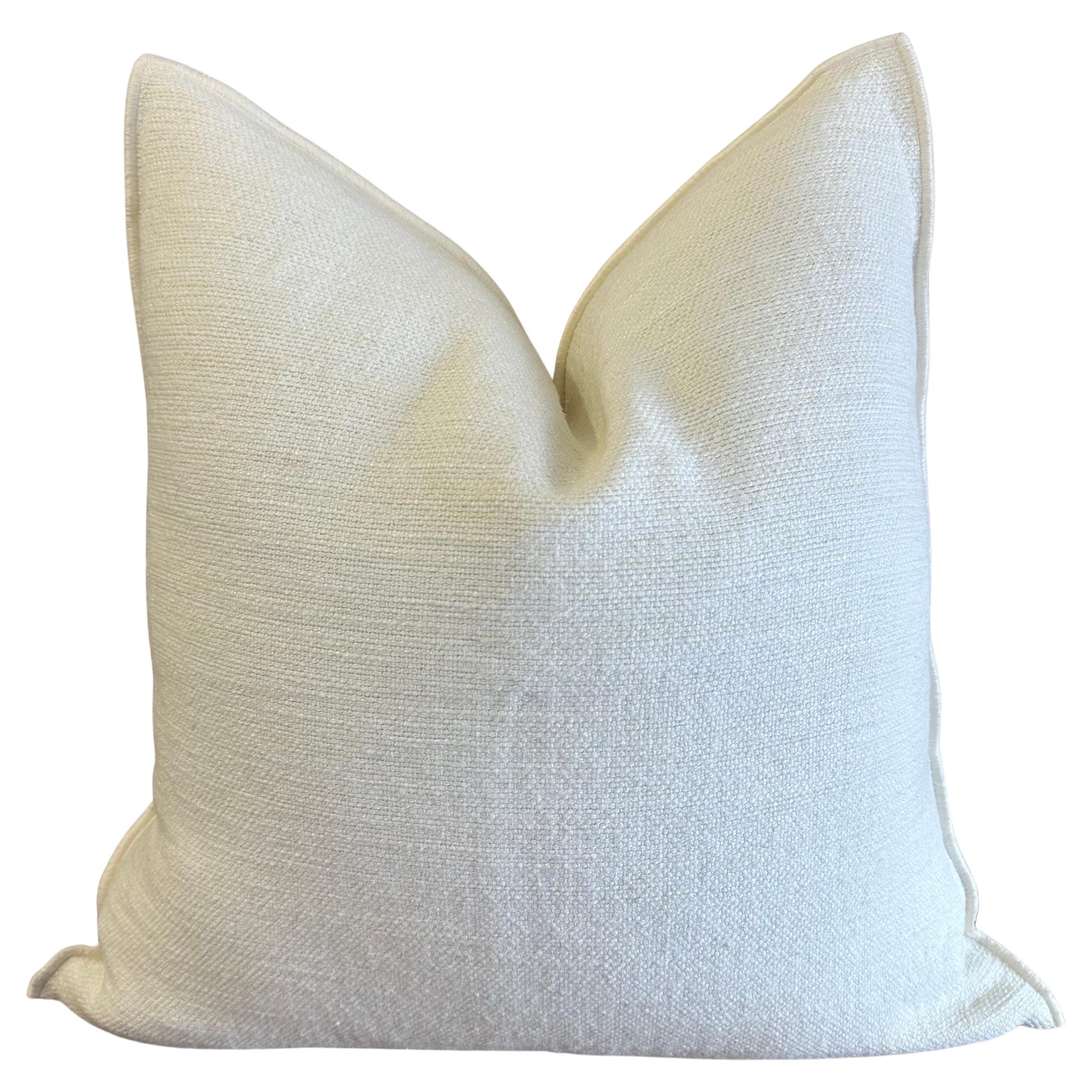 Coussin d'accentuation en lin français non fait en blanc