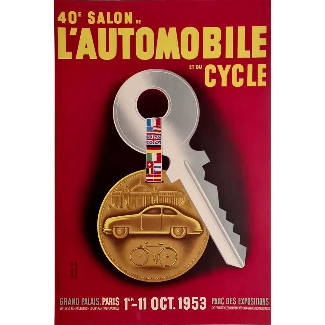 1953 original poster by 40ème Salon de l'Automobile et du Cycle - Print by Fromentier Derouet