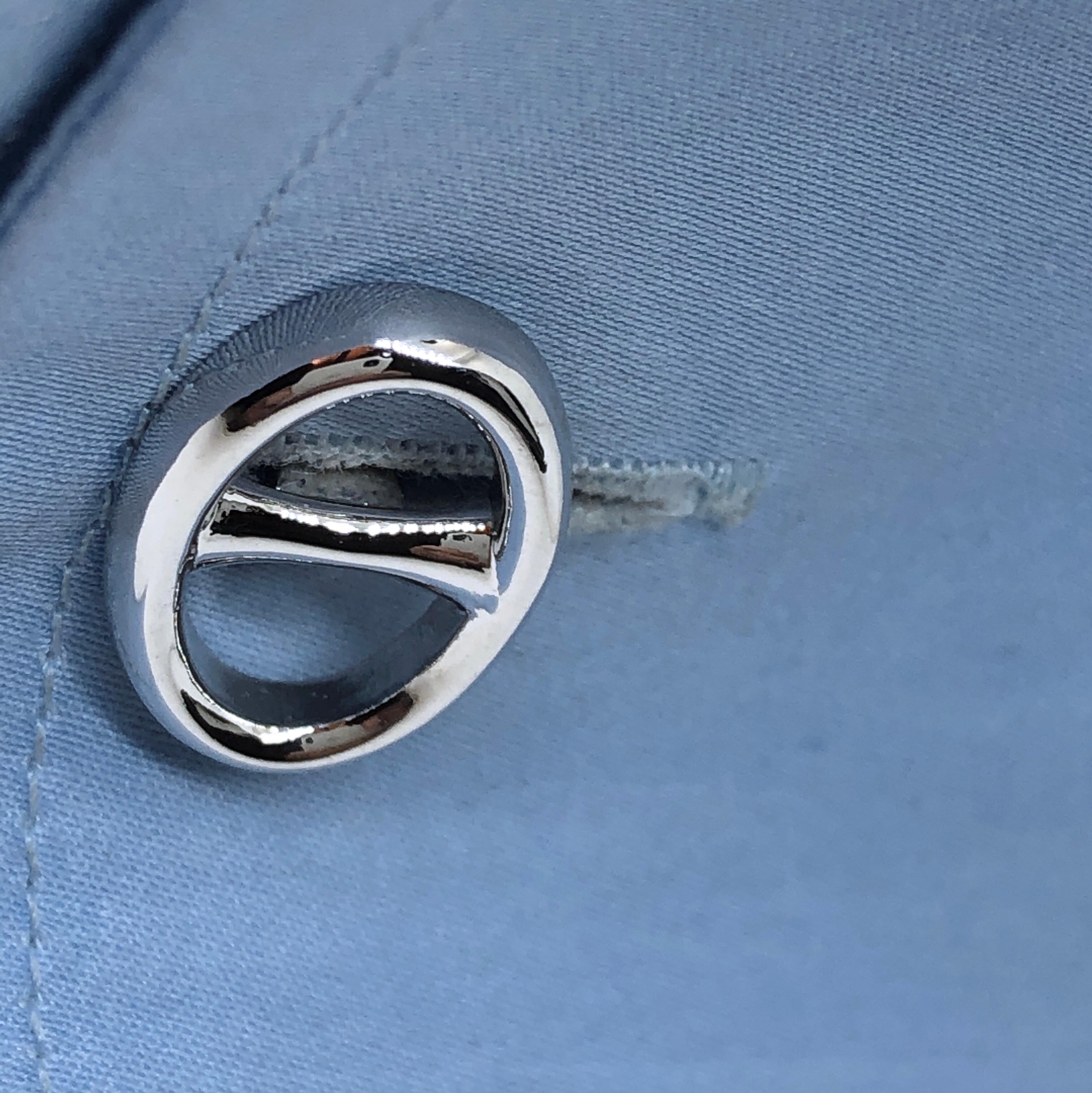 Berca Front and Back Oval Buckle Shaped Solid Sterling Silver Cufflinks 5