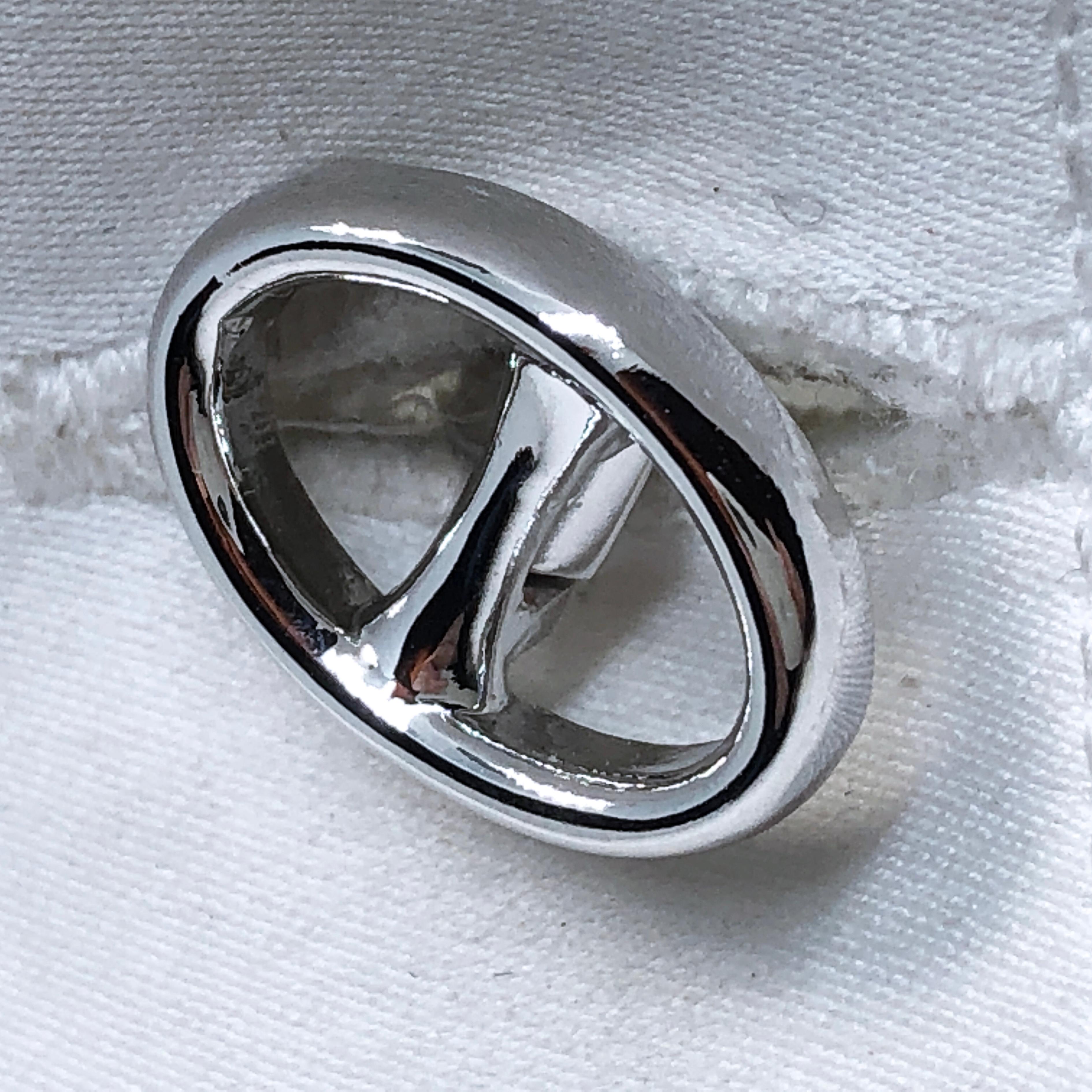 Berca Front and Back Oval Buckle Shaped Solid Sterling Silver Cufflinks 1