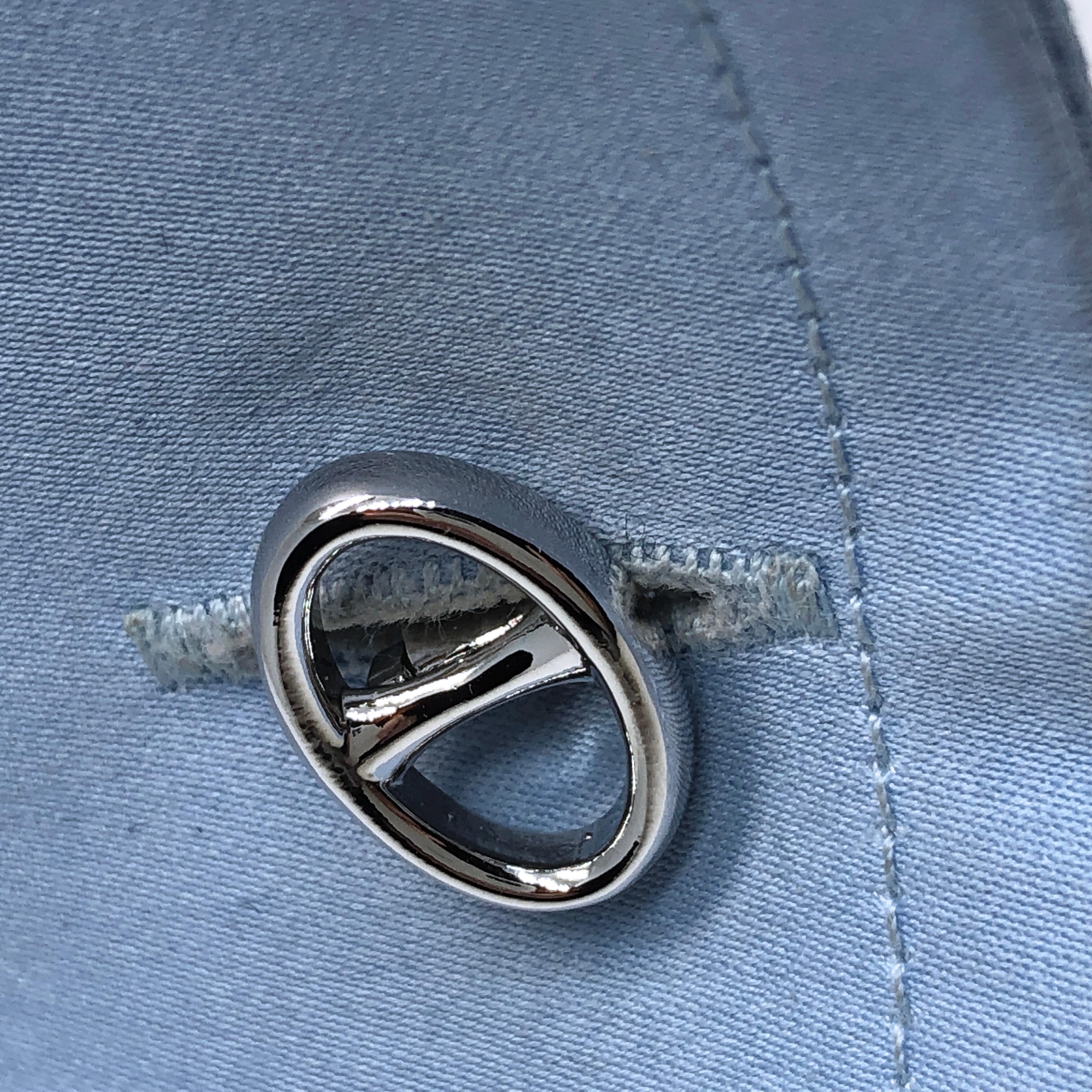 Berca Front and Back Oval Buckle Shaped Solid Sterling Silver Cufflinks 4