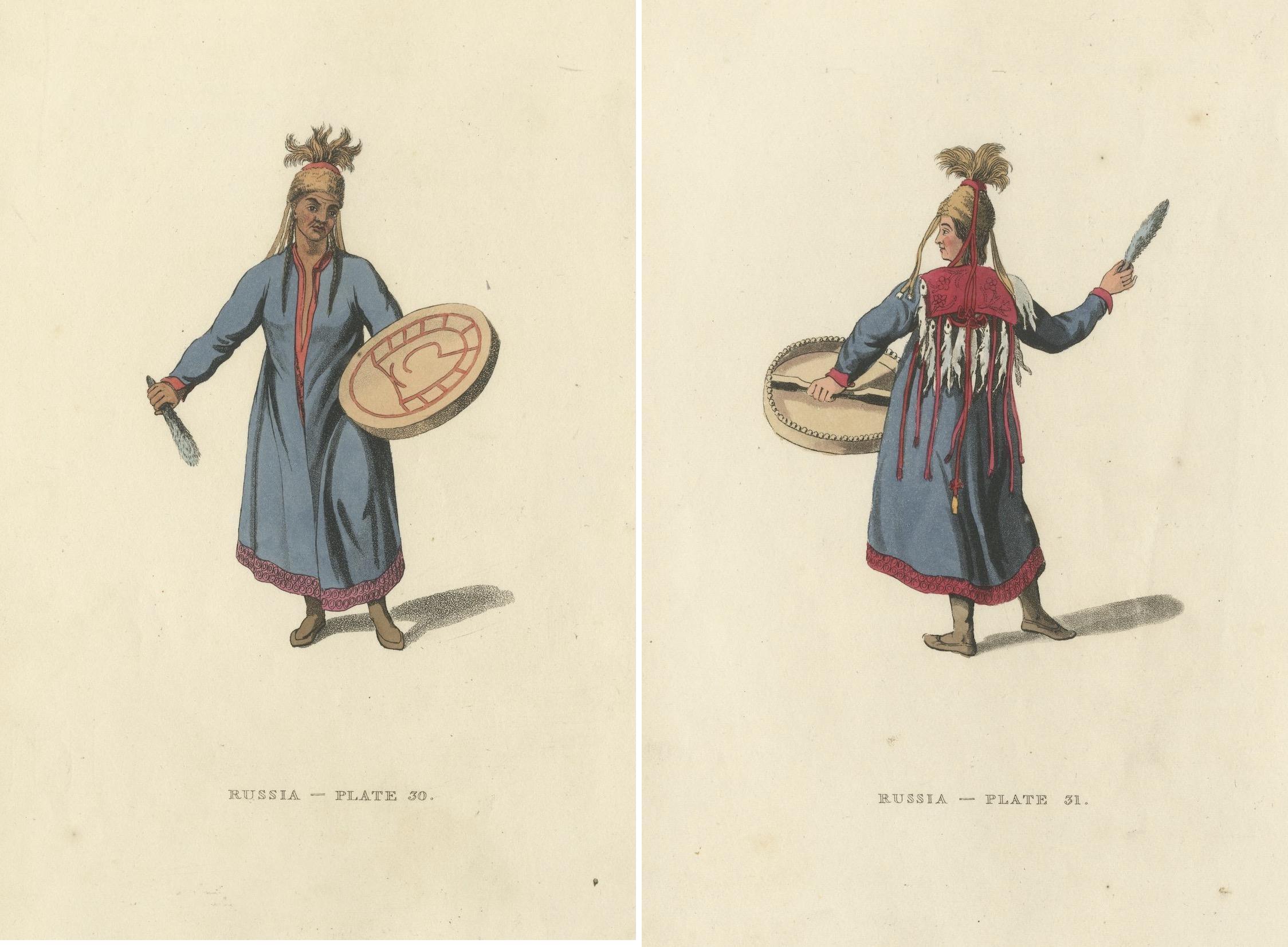 Early 19th Century Front and Rear Views of a 19th-Century Female Siberian Shaman in Russia, 1814 For Sale