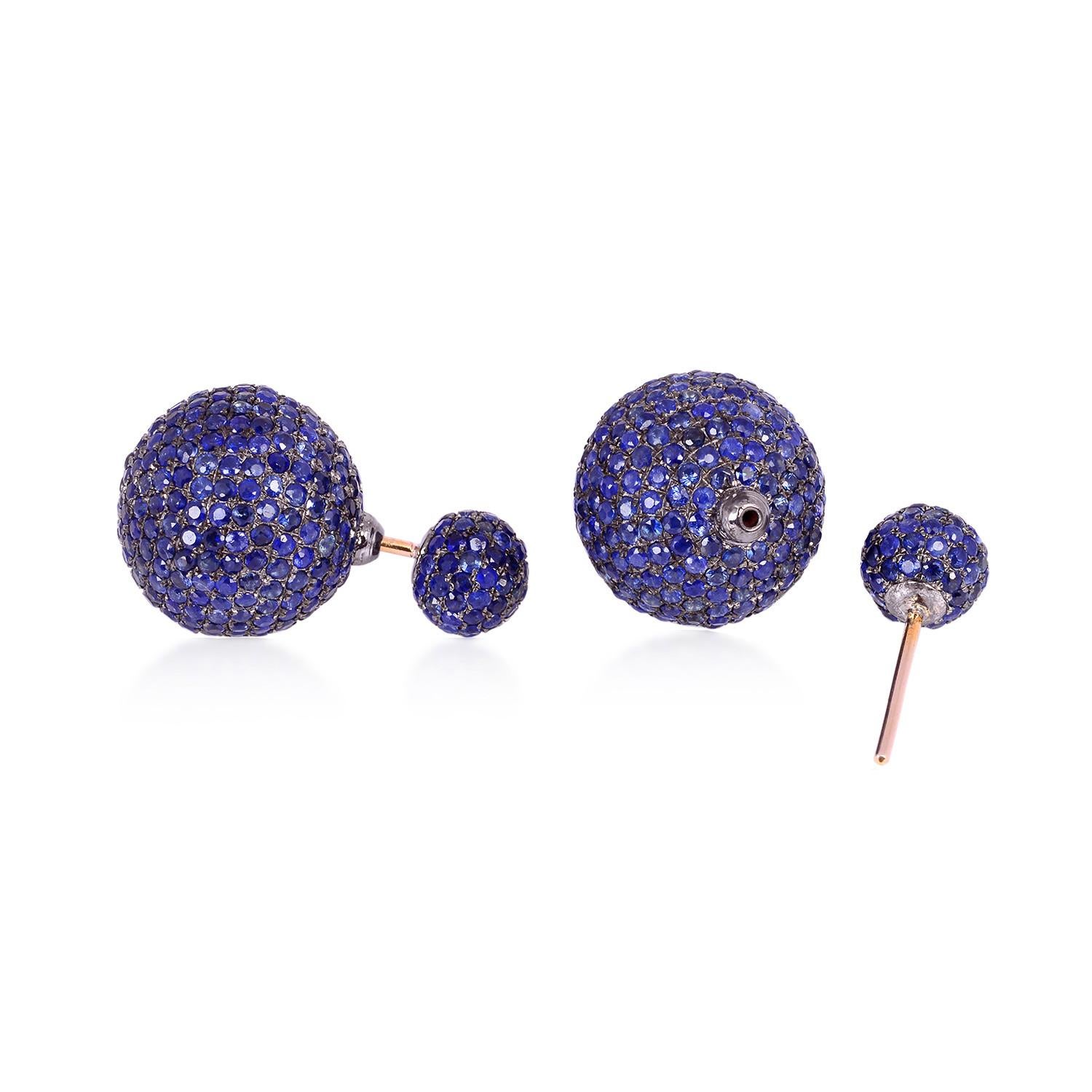 blue round sparkle stud earrings