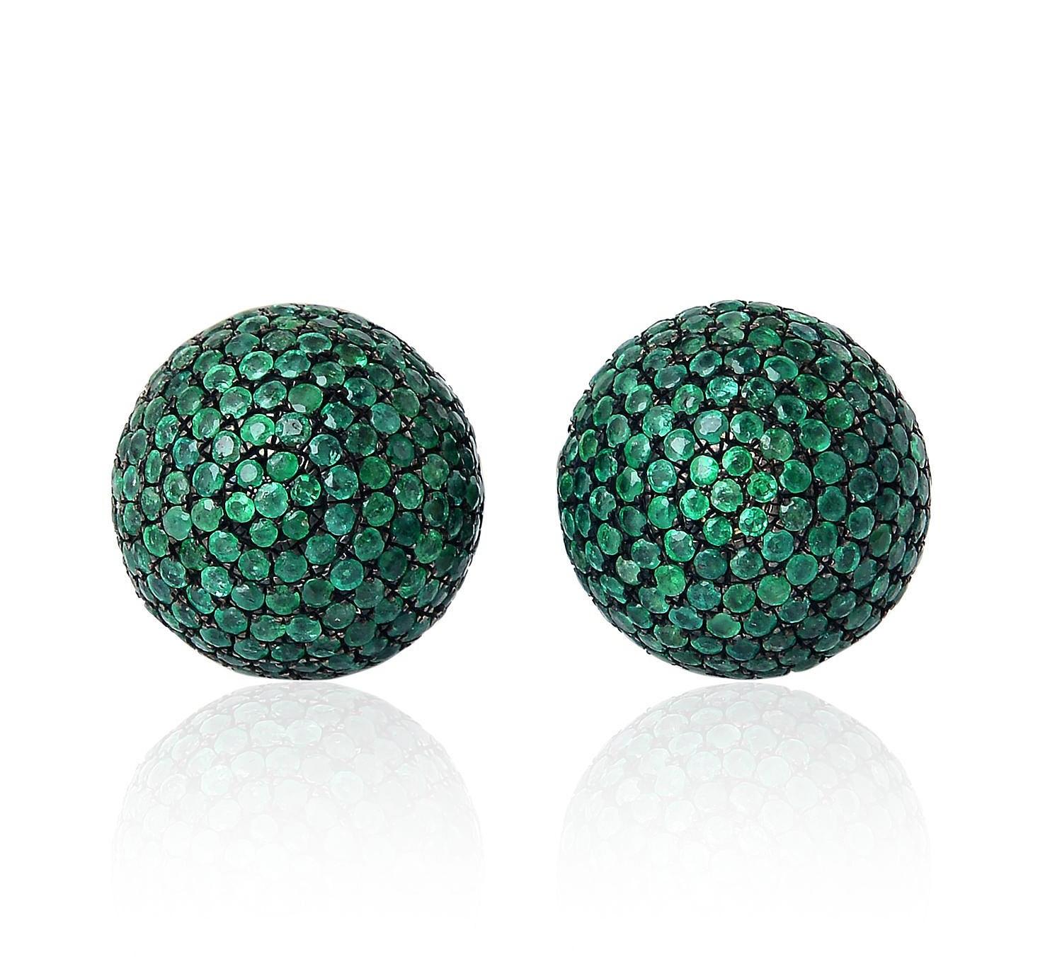 Be on top of the newest earring trend with a pair of double-sided stud earrings. Handcrafted from 18-karat gold & sterling silver, these stud earrings are set with 11.29 carats sparkling emerald.

FOLLOW  MEGHNA JEWELS storefront to view the latest