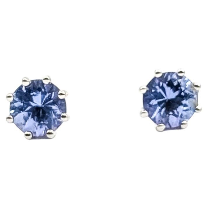 Front-Back Freshwater Pearl & Tanzanite Earrings in 14k White Gold