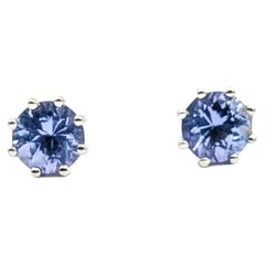 Front-Back Freshwater Pearl & Tanzanite Earrings in 14k White Gold