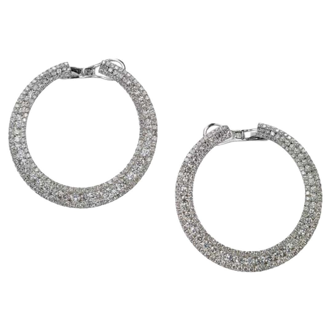 Front Facing Diamond Hoops in 18K White Gold For Sale