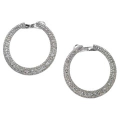 Front Facing Diamond Hoops in 18K White Gold