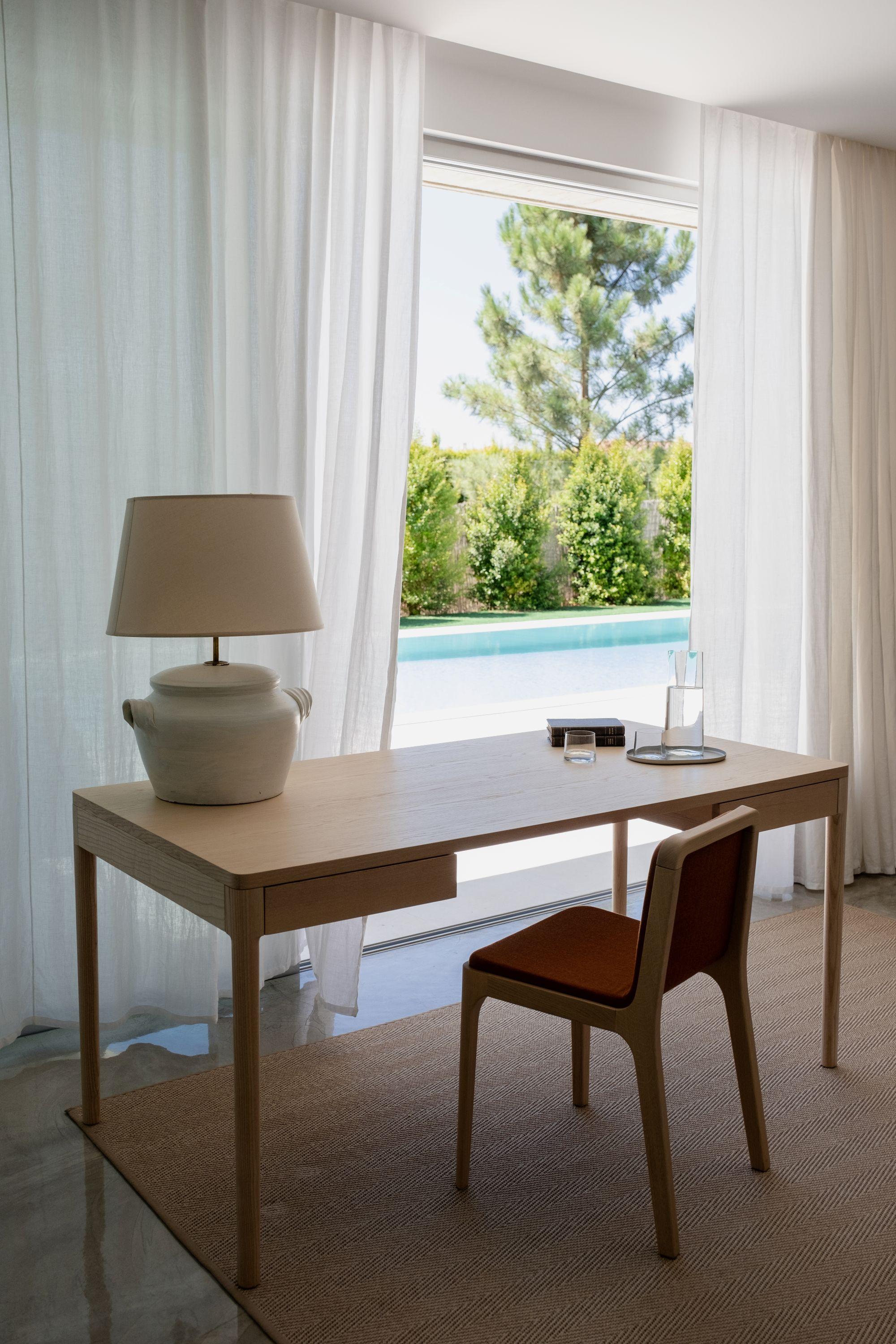 FRONT –  Minimalist Work Desk in Ash Wood  200x100 For Sale 1