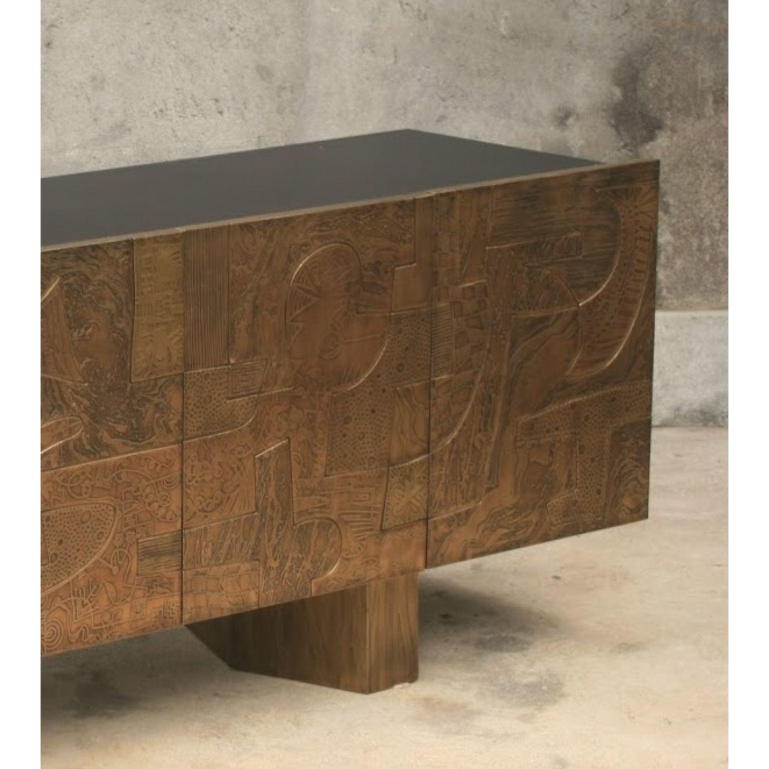 Other Front Plated in Acid-Etched Copper 5D Cabinet by Brutalist Be For Sale