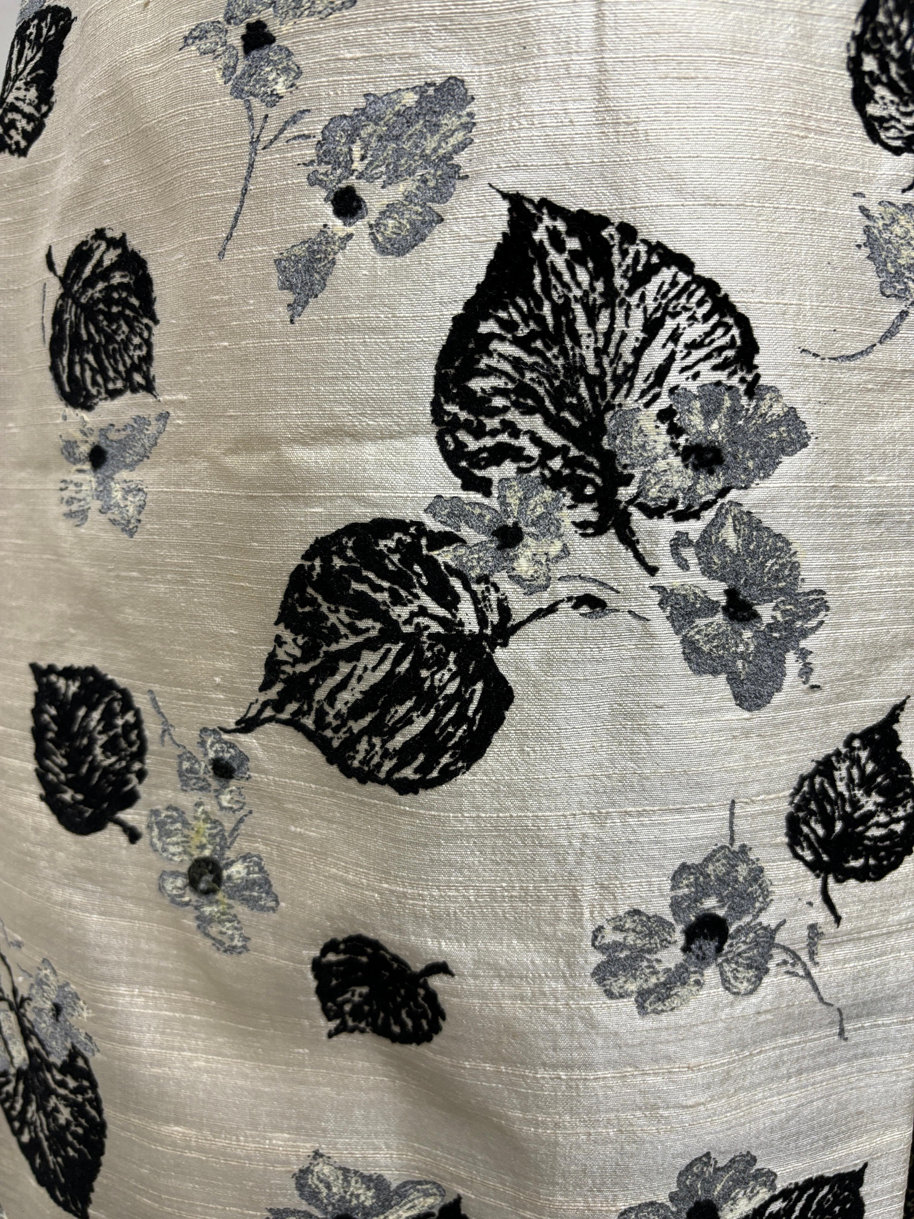 Front Pleat Skirt in Pearl, Black, and Grey, Hand-printed on Shantung For Sale 3