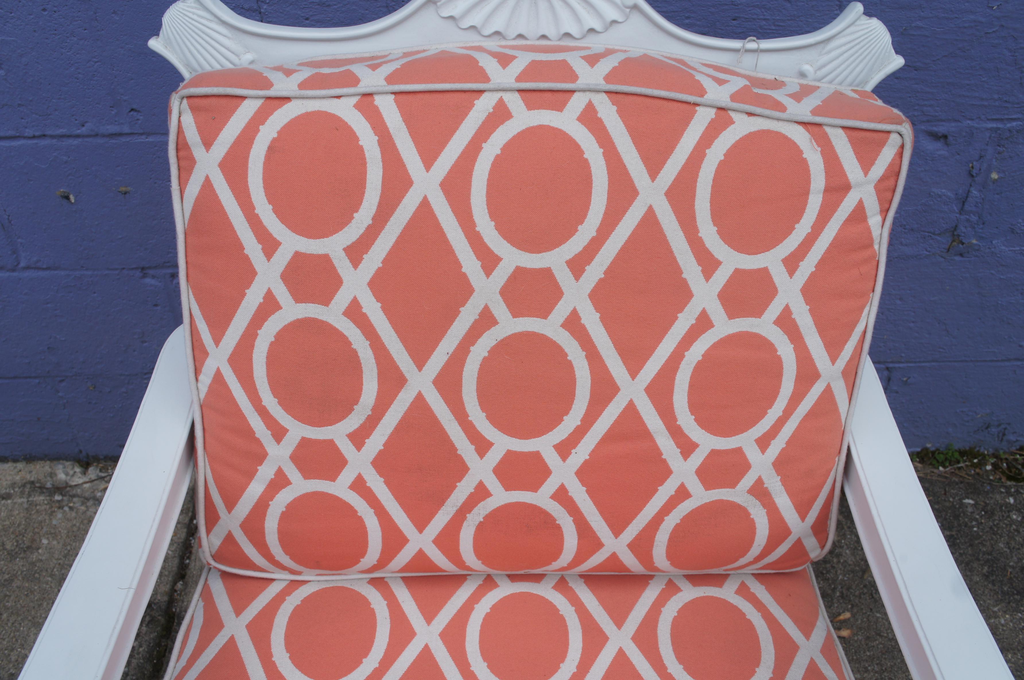Frontgate Aluminum Glen Isle Swivel Lounge Cushion Chair Geometric Peach 48012 For Sale 2