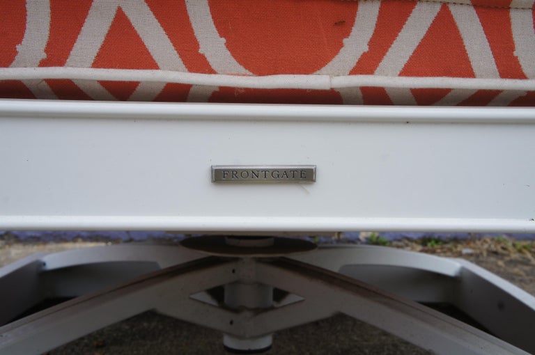 Frontgate Aluminum Glen Isle Swivel Lounge Cushion Chair Geometric Peach 48012 For Sale at