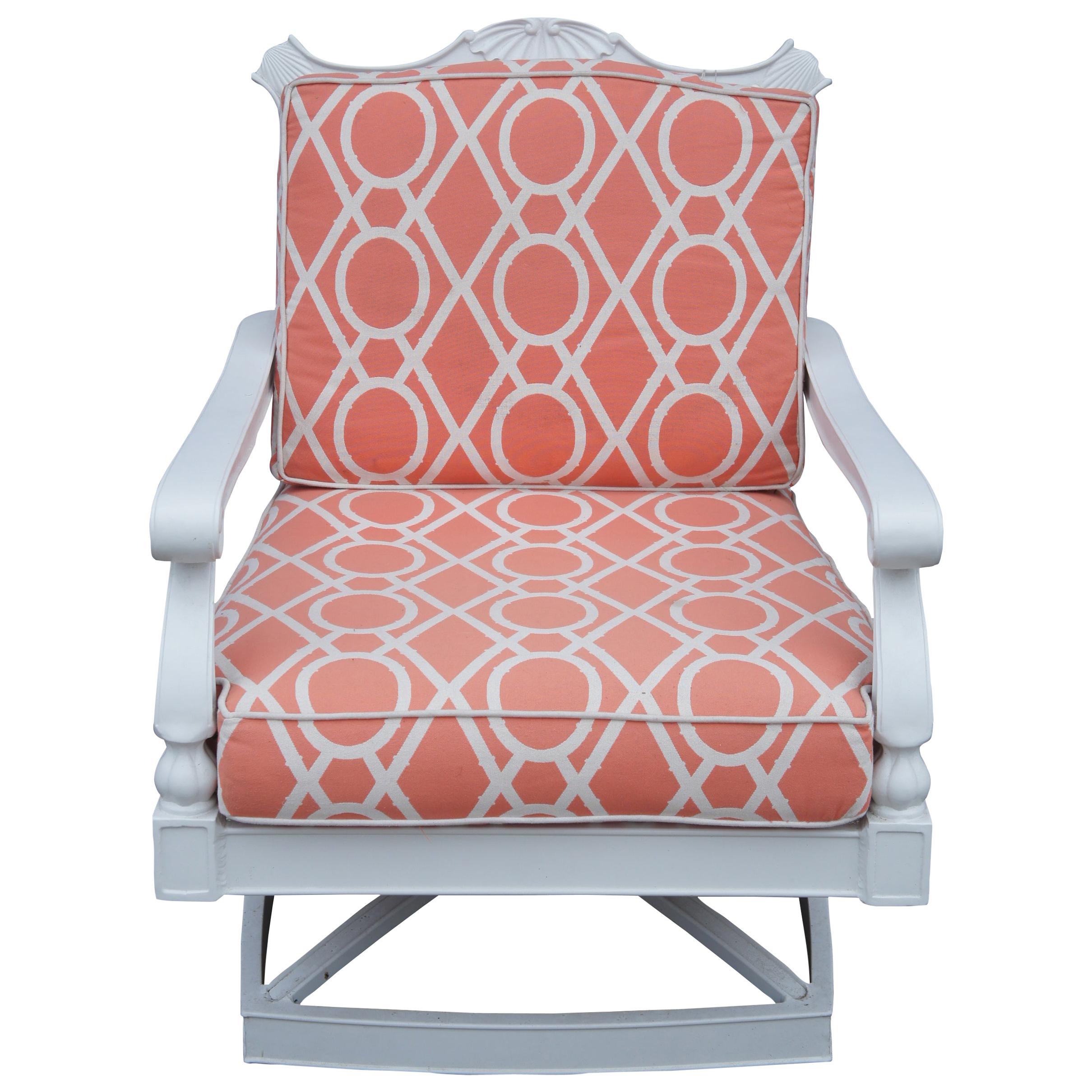 Frontgate Aluminum Glen Isle Swivel Lounge Cushion Chair Geometric Peach 48012