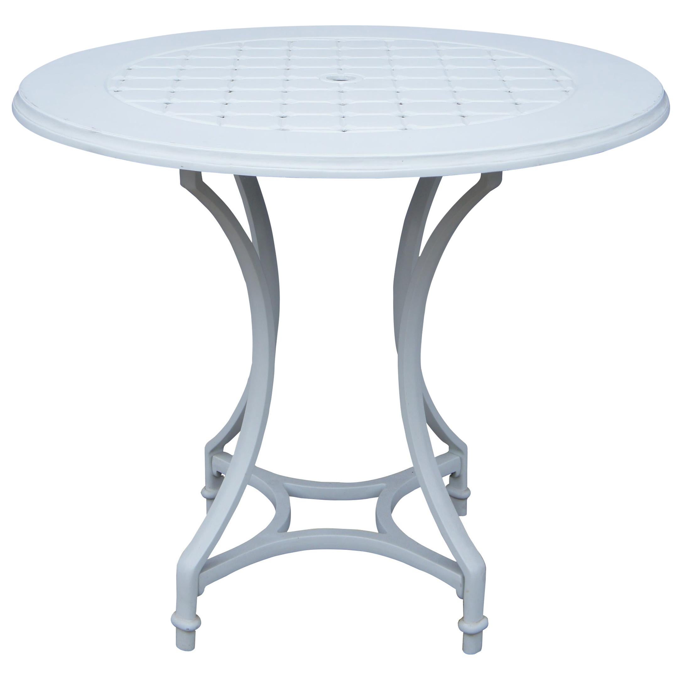 Frontgate Grayson round bar table white cast aluminum lattice design pub bar 641.