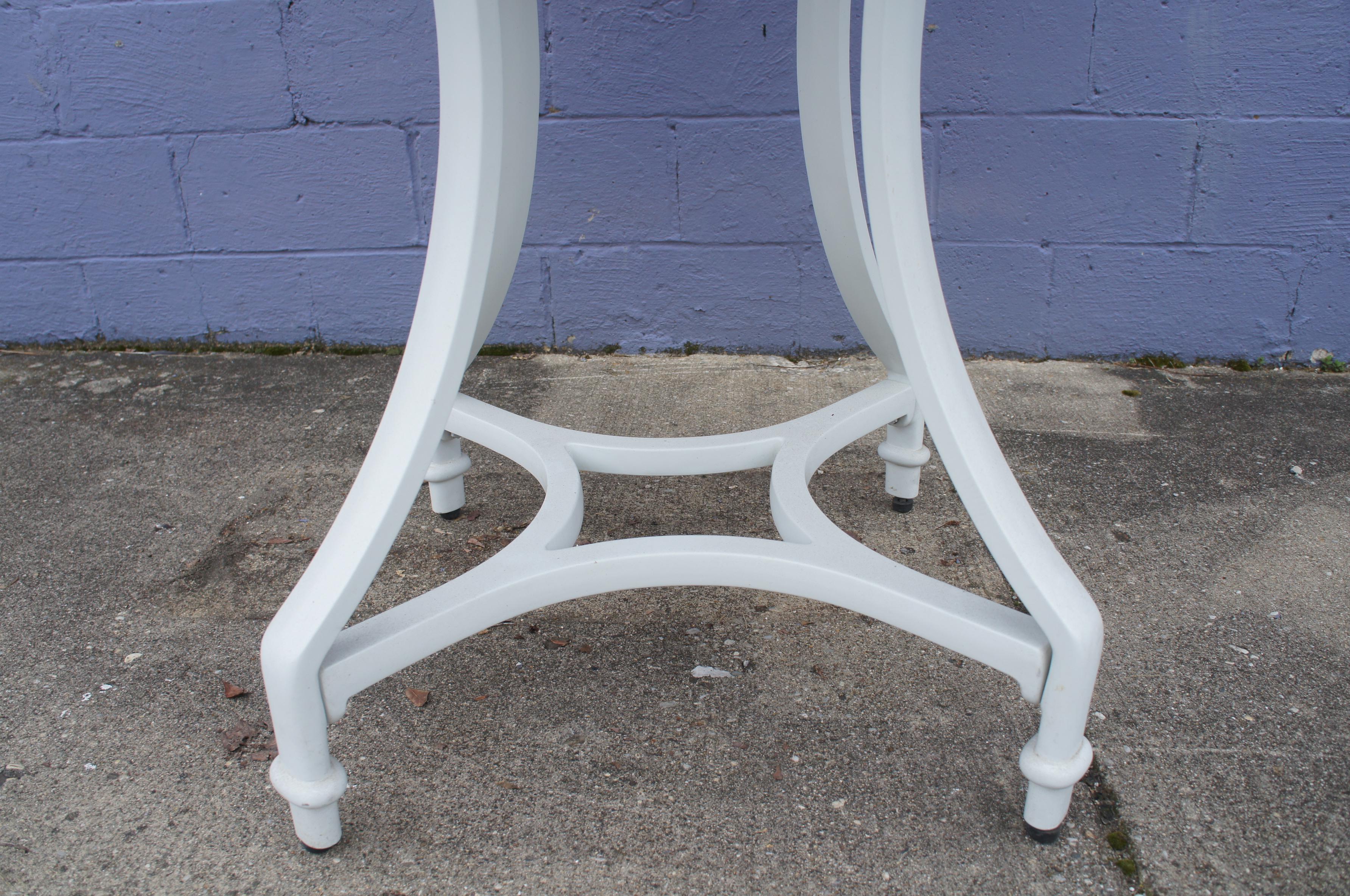 20th Century Frontgate Grayson Round Bar Table White Cast Aluminum Lattice Design Pub Bar 641