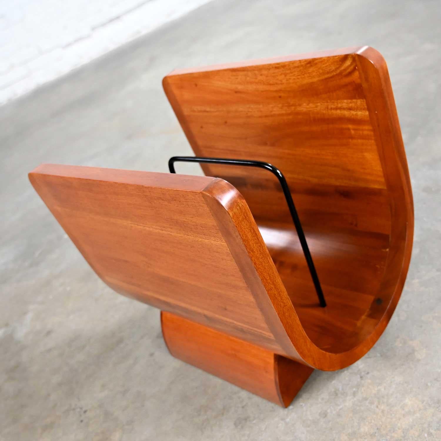 Frontgate Vintage Modern Solid Teak U-Shaped Magazine Holder 3