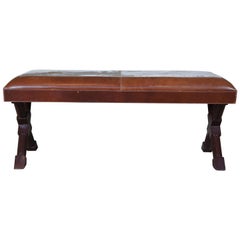 Banquette Frontgate X-Frame en cuir et cuir de vachette marron