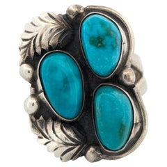 Frontier Falls  Vintage Handmade Carico Lake Three Stone Ring - Size 8