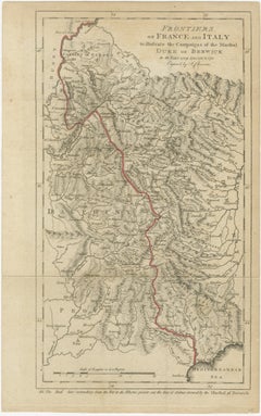 Frontiers of France and Italy – Duke of Berwick Campaigns Map, 1707–1712