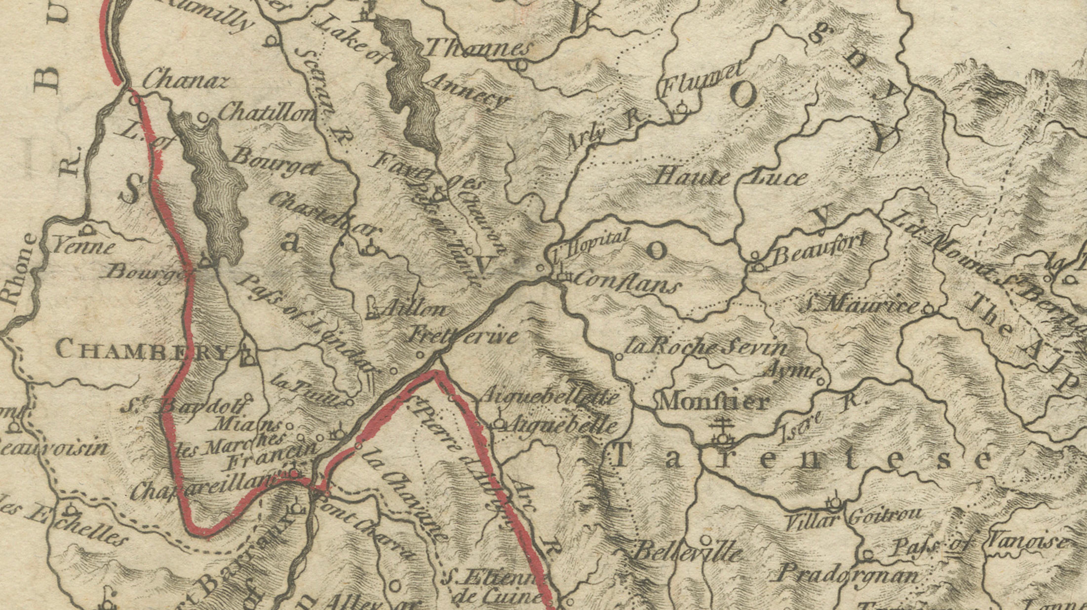 Frontiers of France and Italy – Duke of Berwick Campaigns Map, 1707–1712