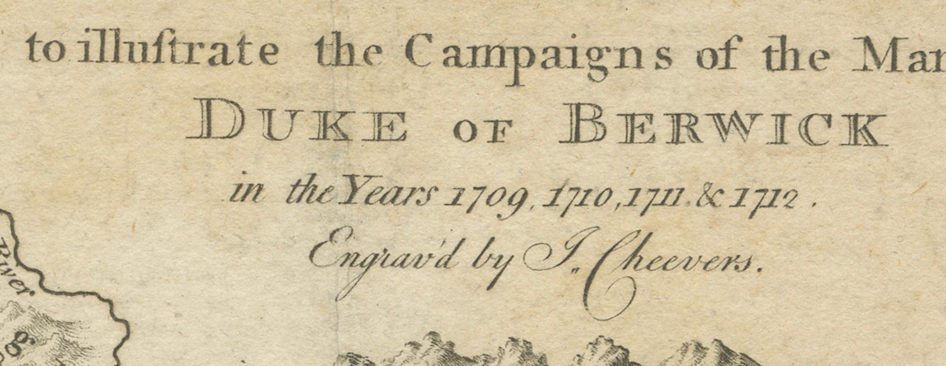 Frontiers of France and Italy – Duke of Berwick Campaigns Map, 1707–1712