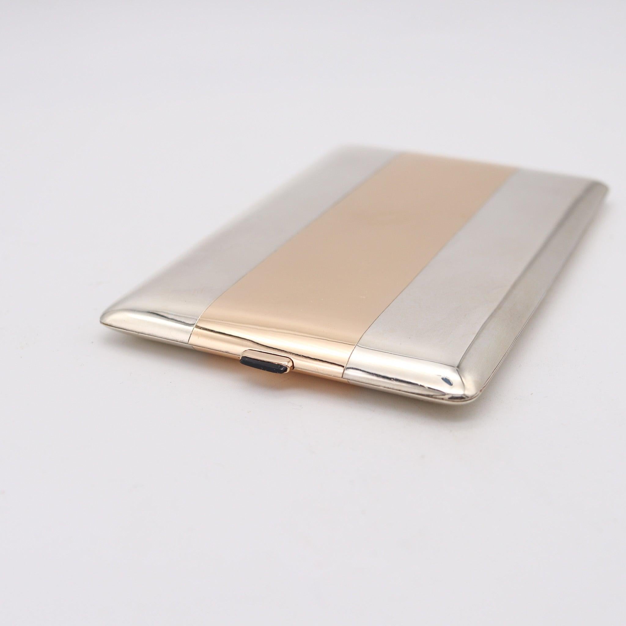 Art déco FRONTIN-PARIS 1925 Etui à Cigarettes Art-Déco Français en Or 18Kt et Sterling en vente