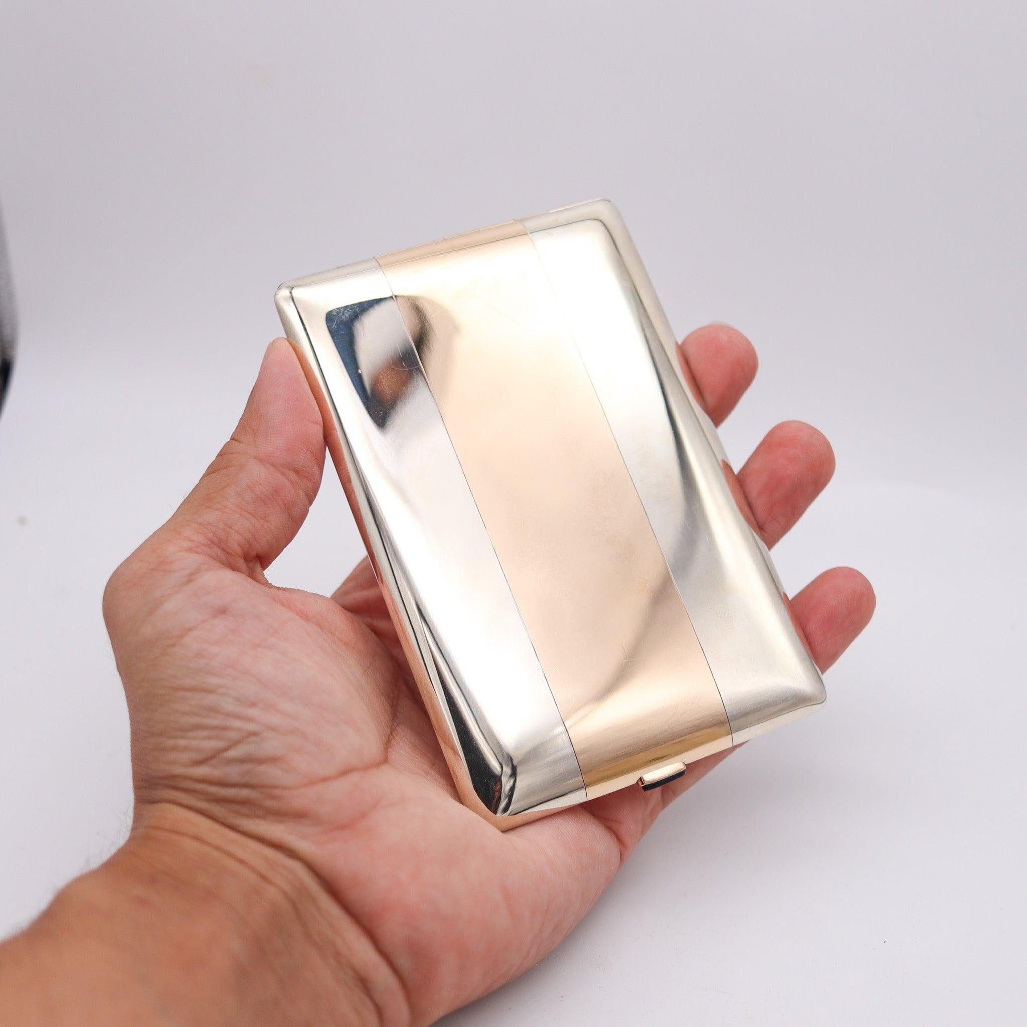 FRONTIN-PARIS 1925 Etui à Cigarettes Art-Déco Français en Or 18Kt et Sterling en vente 1