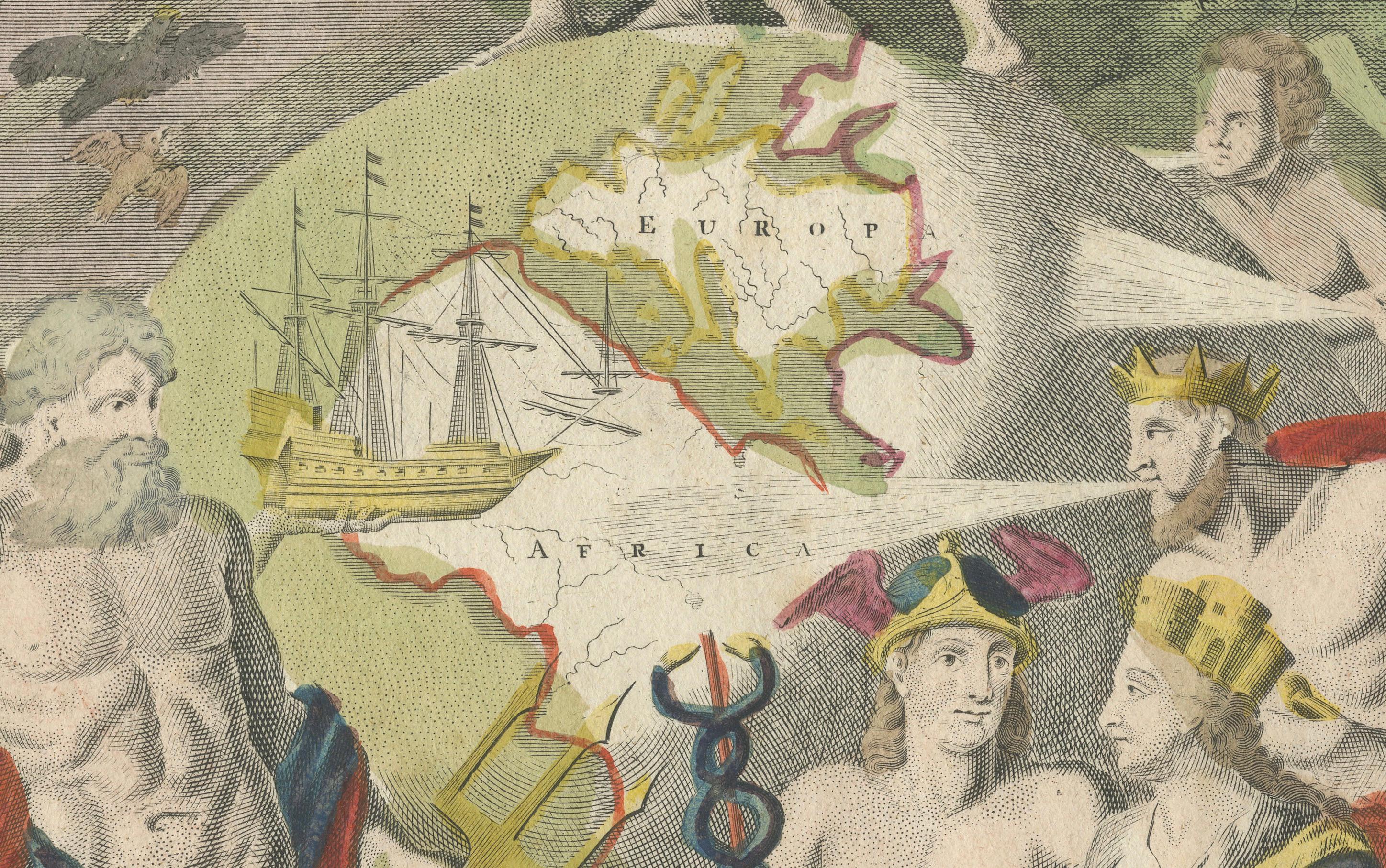 Début du XVIIIe siècle Pièce maîtresse de l'Atlas Novus de Homann, gravure collectionnée à la main, publiée en 1720 en vente