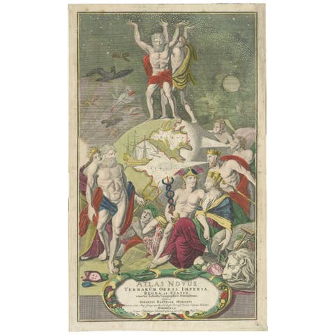 Frontispiece of Homann's Atlas Novus, Hand-Coloured Engraving, Published in 1720