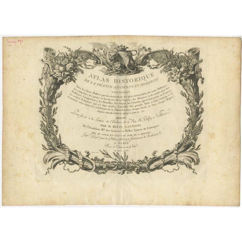 Frontispiece & Title-Page of the French Atlas Historique et Moderne, 1765
