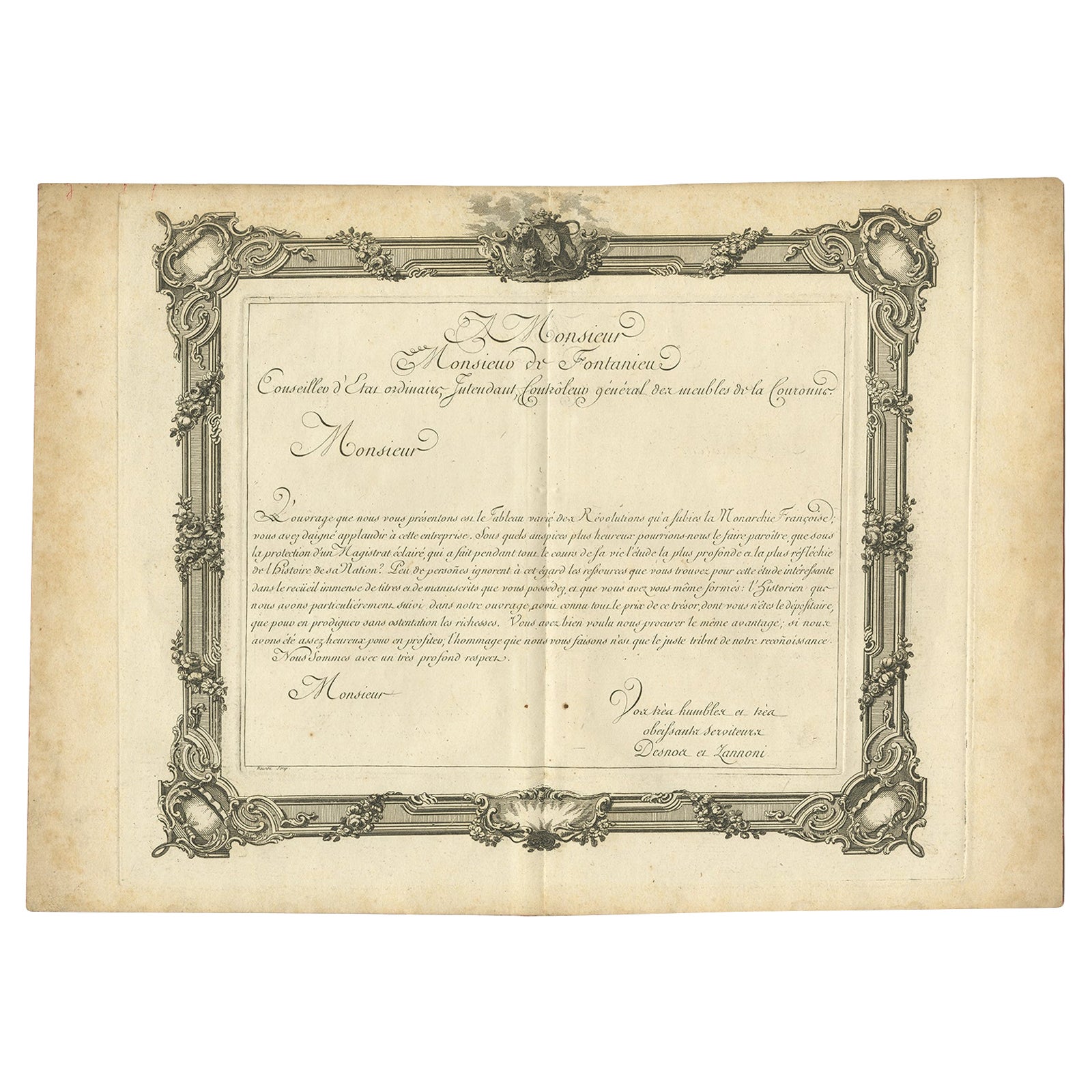 Pièce d'ornement et page de titre de l' Atlas historique et moderne français, 1765