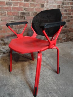Froscher ha progettato una sedia da ufficio / scrivania in metallo rosso retrò del 1970 per Sitform