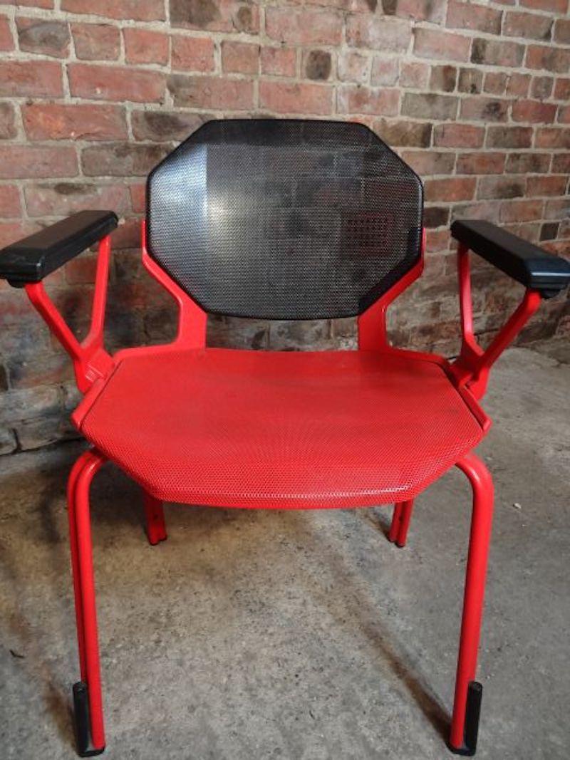 Mid-Century Modern Froscher Designed Retro 1970 Red Metal Office / Desk Arm Chair for Sitform For Sale