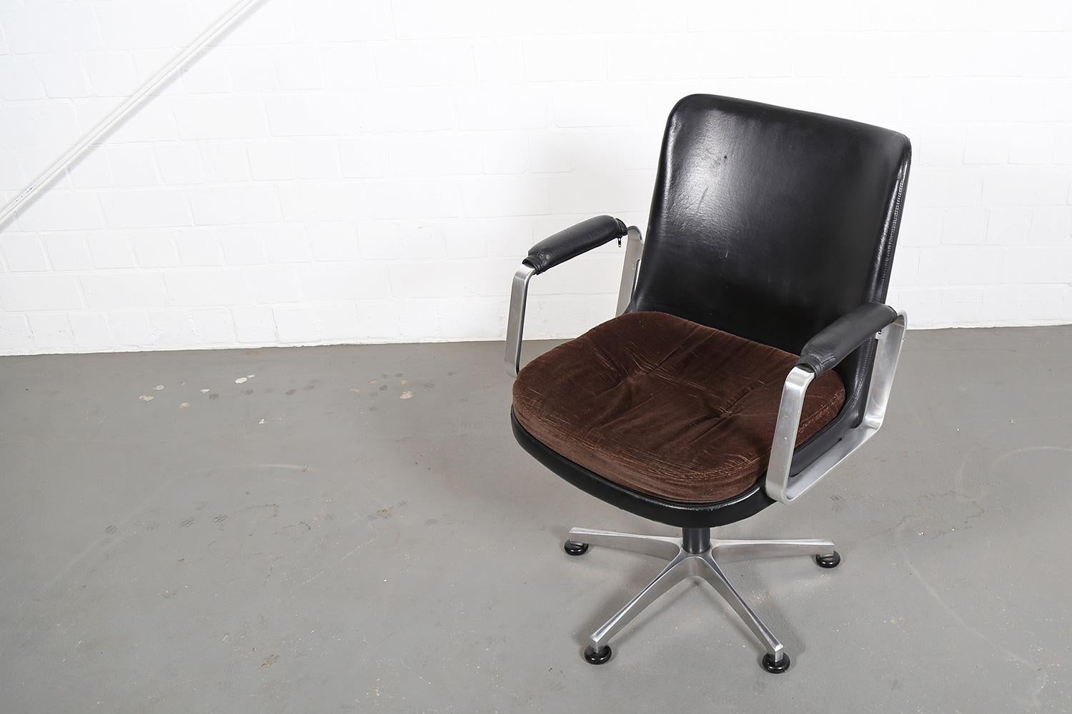 German Fröscher Leather Office Chair Ib Kofod-Larsen 'Attr.' Elizabeth Danish Design For Sale