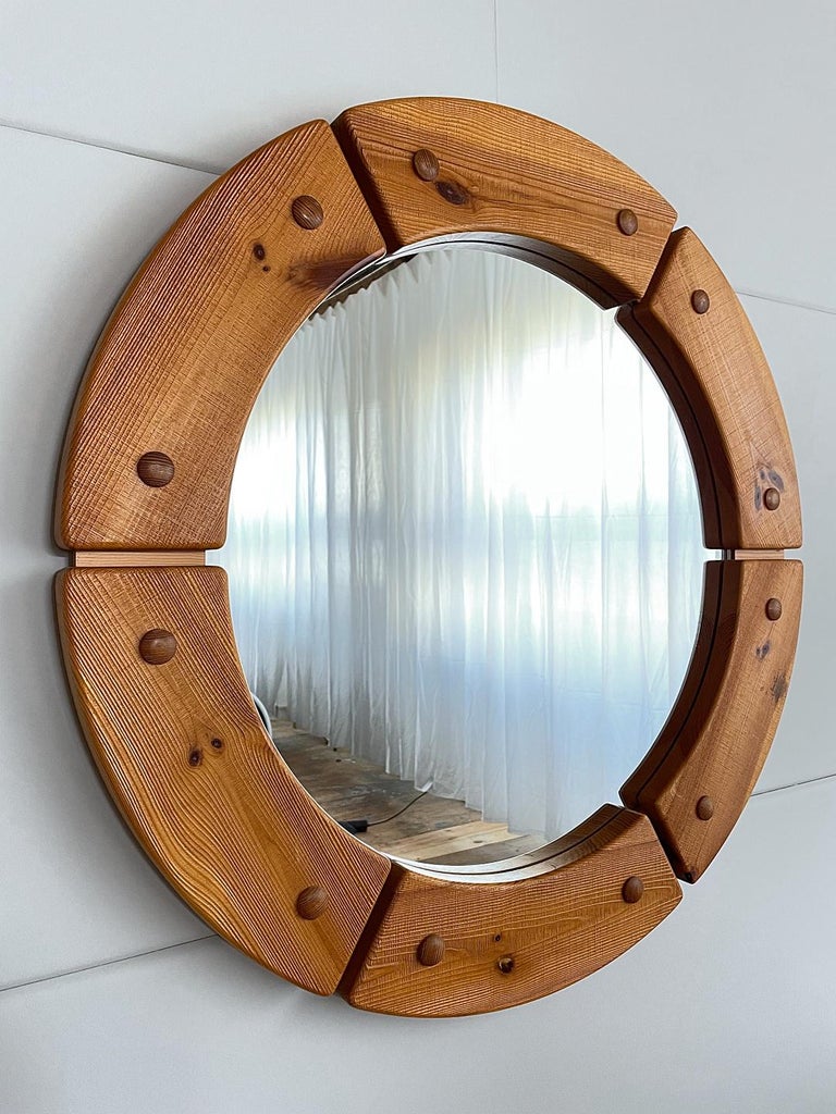 Swedish Fröseke AB Nybofabriken Midcentury Round Wall Mirror, 1960s, Sweden For Sale