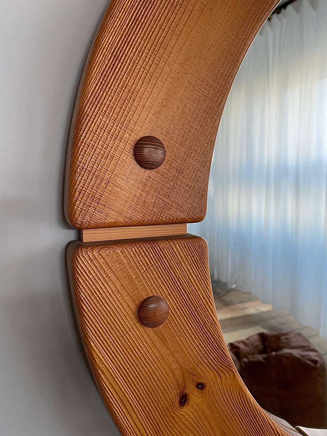 Hand-Crafted Fröseke AB Nybofabriken Midcentury Round Wall Mirror, 1960s, Sweden
