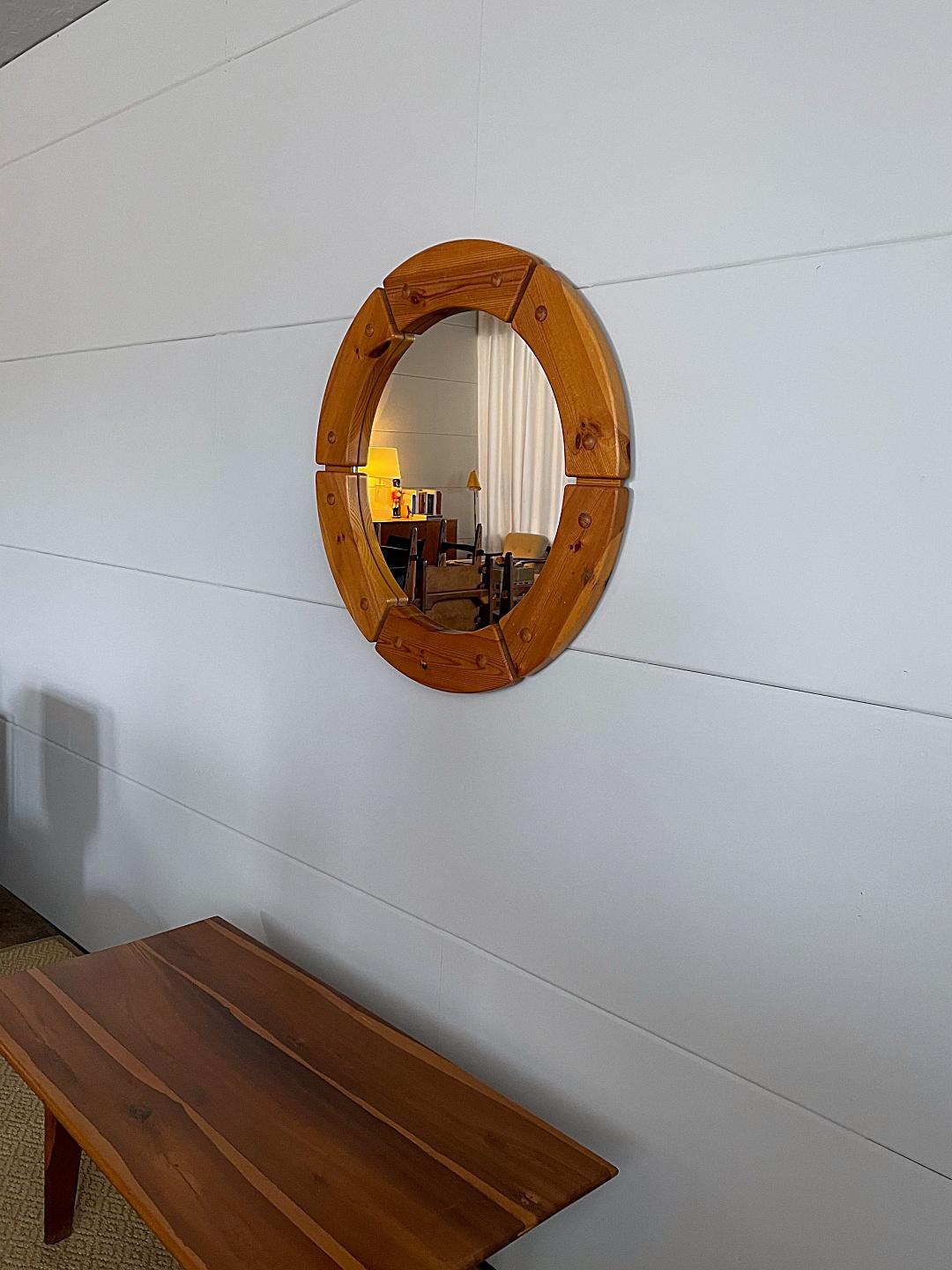 Mid-20th Century Fröseke AB Nybofabriken Midcentury Round Wall Mirror, 1960s, Sweden
