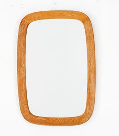 Fröseke, Ab Nybrofabriken, Wall Mirror, Cerused Solid Oak, Crystal Glass, 1960s