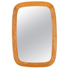 Fröseke, Ab Nybrofabriken, Wall Mirror, Cerused Solid Oak, Crystal Glass, 1960s