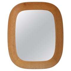 Fröseke, Ab Nybrofabriken, Wall Mirror, Sculpted Solid Oak, Crystal Glass, 1960s