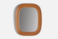 Fröseke, AB Nybrofabriken, Wall Mirror, Solid Oak, Crystal Glass, Sweden, 1960s