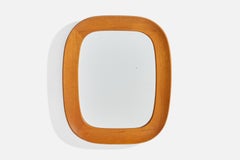 Fröseke AB Nybrofabriken, Wall Mirror, Solid Oak, Crystal Glass, 1960s