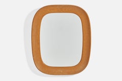 Fröseke, AB Nybrofabriken, Wall Mirror, Solid Oak, Crystal Glass, Sweden, 1960s